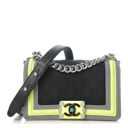 Chanel Canvas Quilted Small Fluo Boy Flap Black Grey Yellow 1 of 11