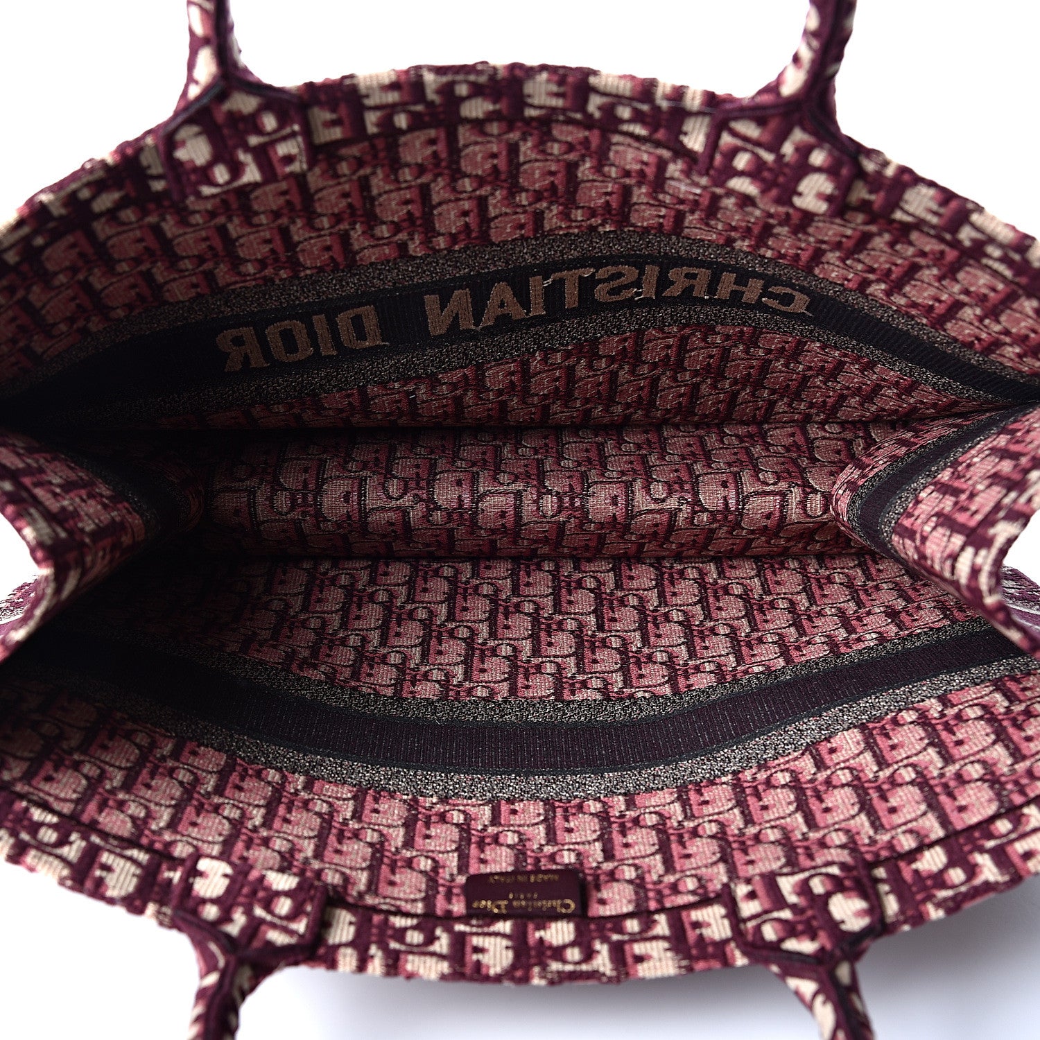 Christian Dior Oblique Large Book Tote Burgundy Multicolor 4 of 9