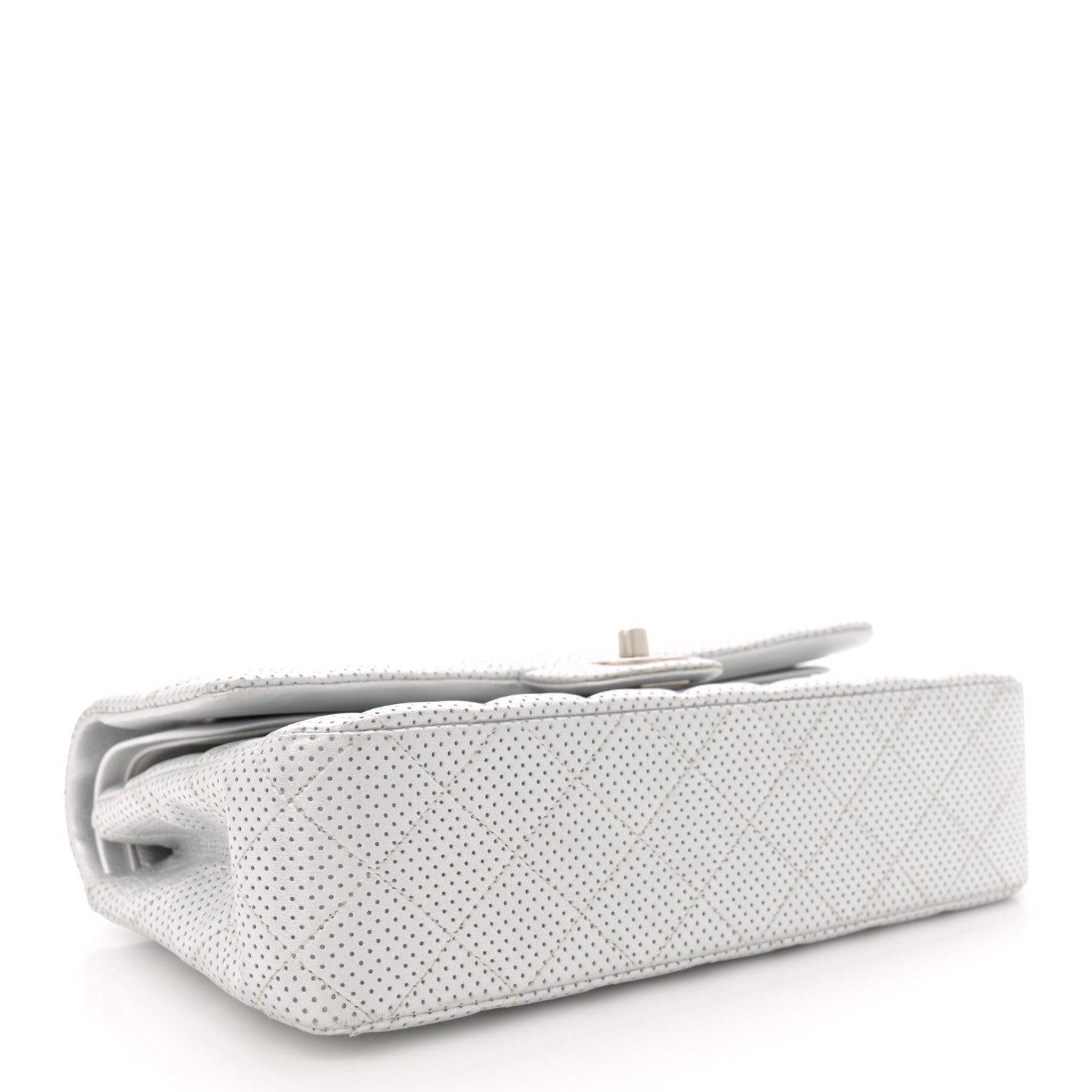 Chanel Metallic Lambskin Perforated Medium Double Flap Light Silver 4 of 10