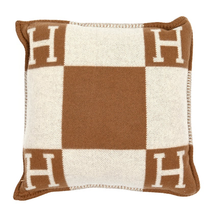 Hermes Wool Cashmere Avalon Pillow PM Ecru Camel 2 of 3