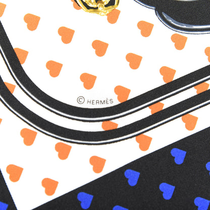 Hermes Silk Brides De Gala Love Pocket Square Black White Orange 3 of 4