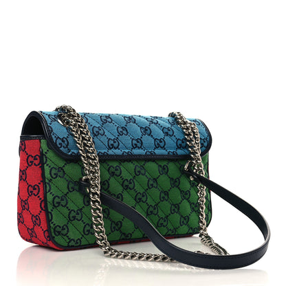 Gucci Monogram Multicolor Matelasse Diagonal Small GG Marmont Shoulder Bag Light Blue Pink Blue Green Red 3 of 6