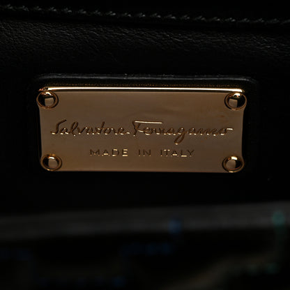 Salvatore Ferragamo Calfskin Stitched Gancini Crossbody Flap Black Multicolor 6 of 11