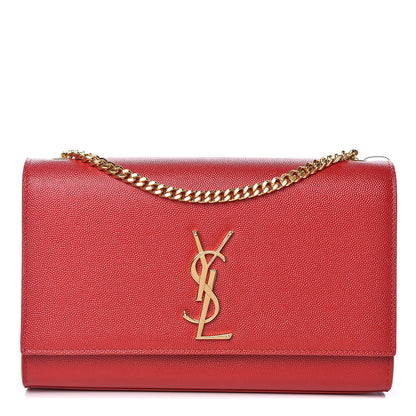 Saint Laurent Grain De Poudre Medium Monogram Kate Satchel Bandana Red 1 of 9