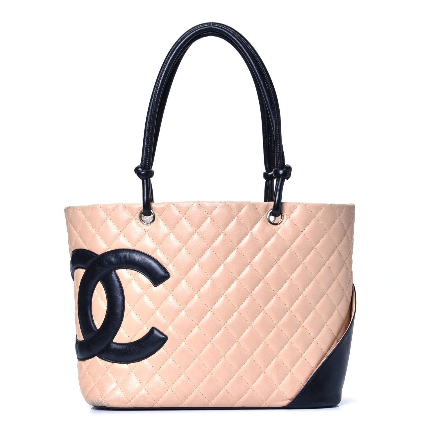 Chanel Calfskin Quilted Large Cambon Tote Beige Black 2 of 12