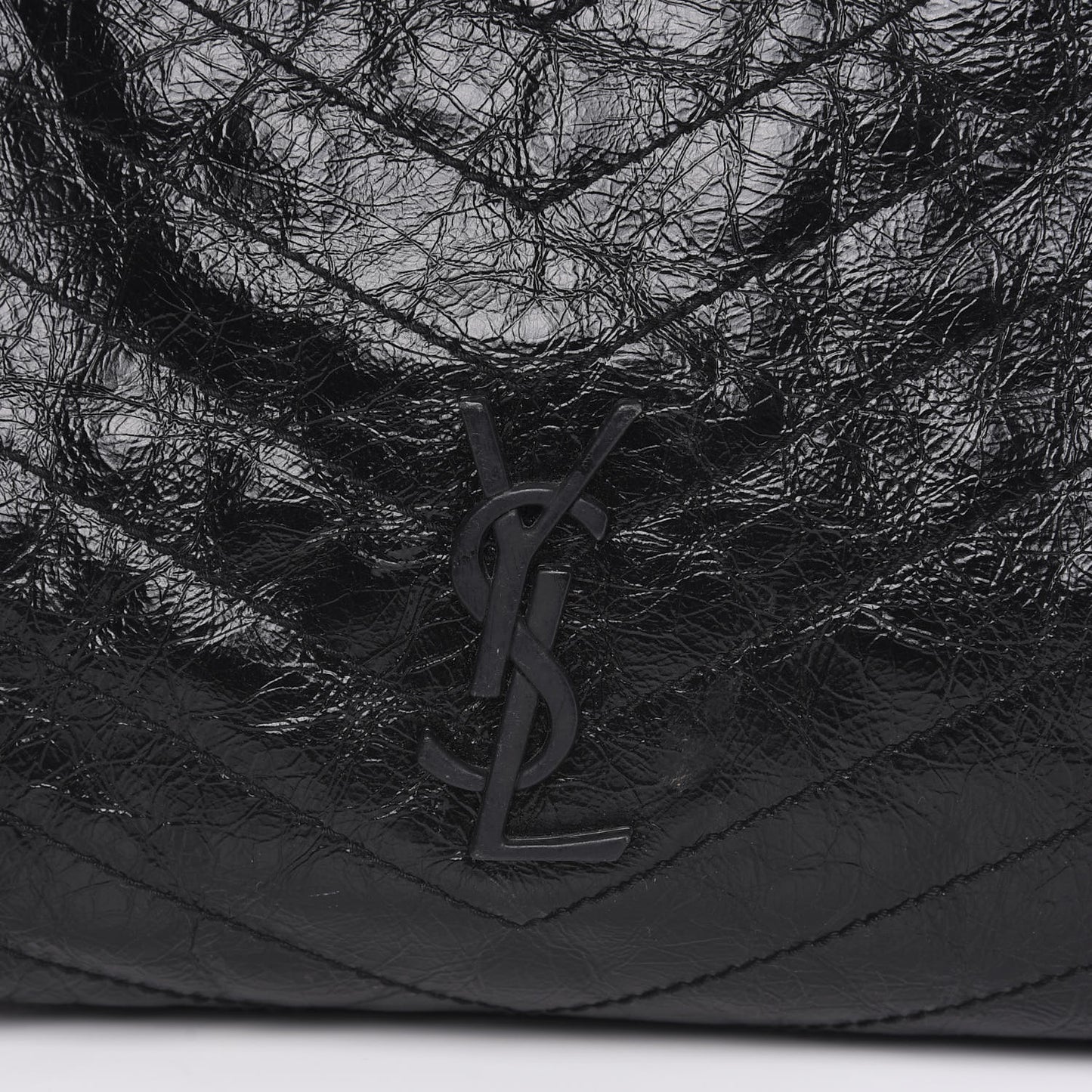 Crinkled Calfskin Matelasse Monogram Niki Shoulder Bag Black