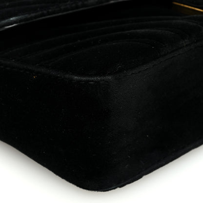Gucci Velvet Matelasse Mini GG Marmont Shoulder Bag Black 10 of 11