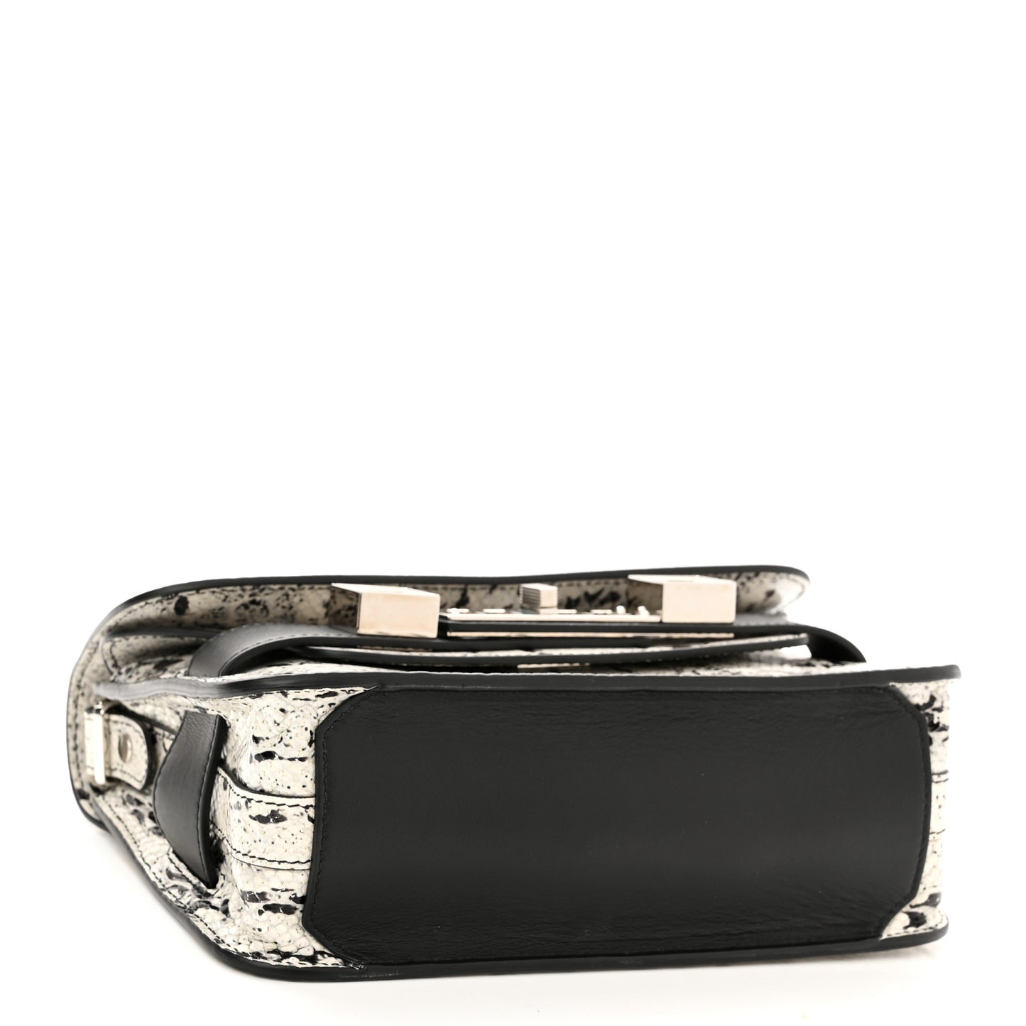 Calfskin Snake Embossed Mini PS11 Classic Shoulder Bag Optic White Black