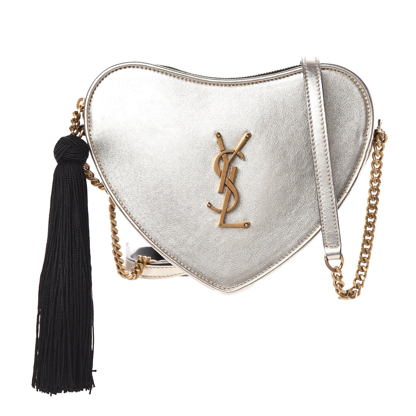 Metallic Calfskin Heart Monogram Crossbody Pale Gold