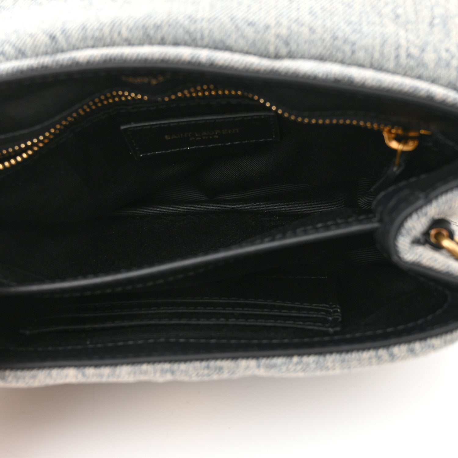 Saint Laurent Denim Y Quilted Monogram Toy Loulou Crossbody Bag Grey 5 of 10