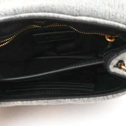 Saint Laurent Denim Y Quilted Monogram Toy Loulou Crossbody Bag Grey 5 of 10