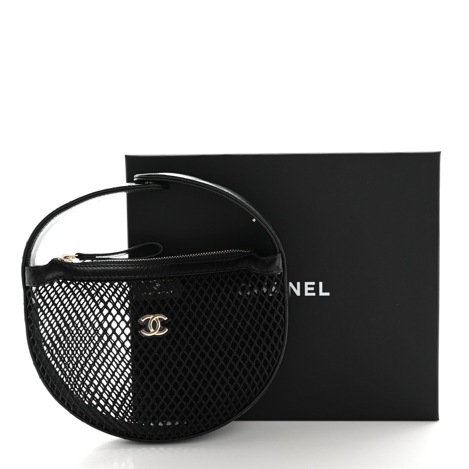 Chanel Mesh Shiny Lambskin Pouch Hobo Black 10 of 10