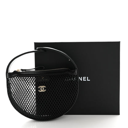 Chanel Mesh Shiny Lambskin Pouch Hobo Black 10 of 10
