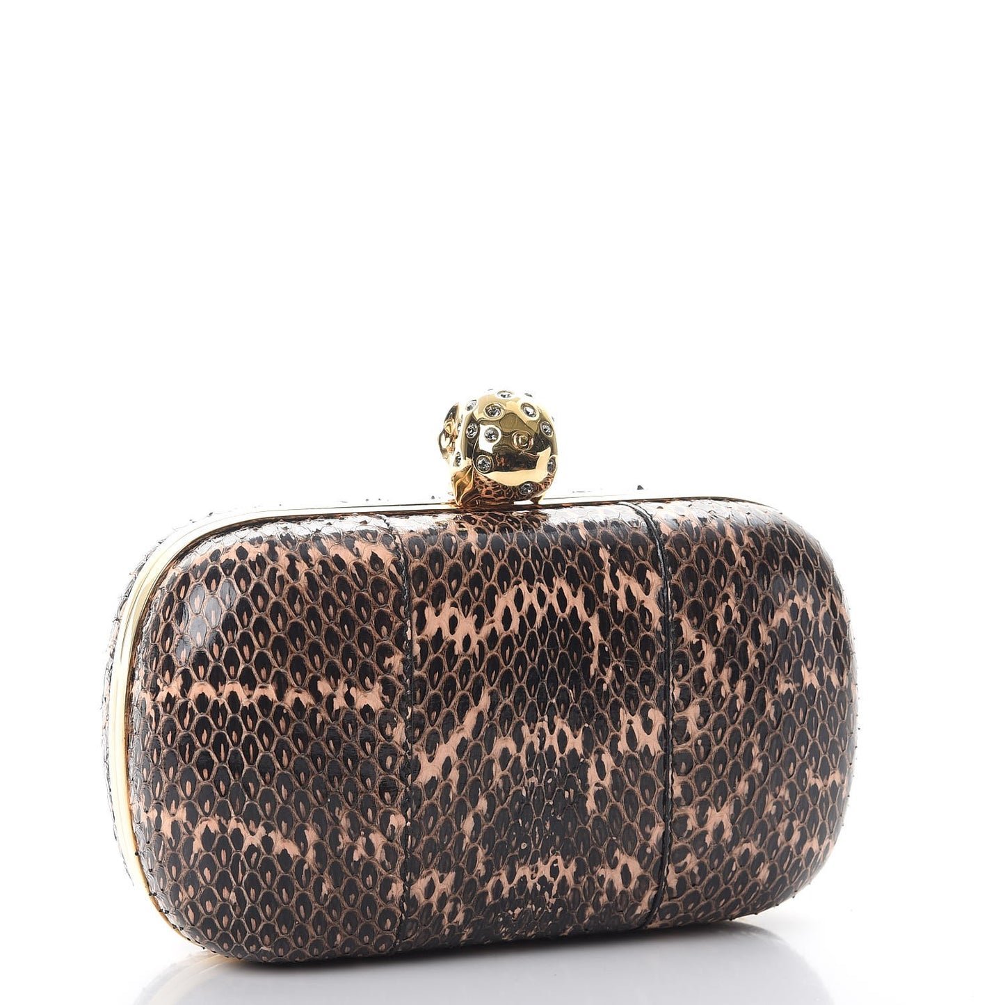 Python Skull Box Clutch Brown
