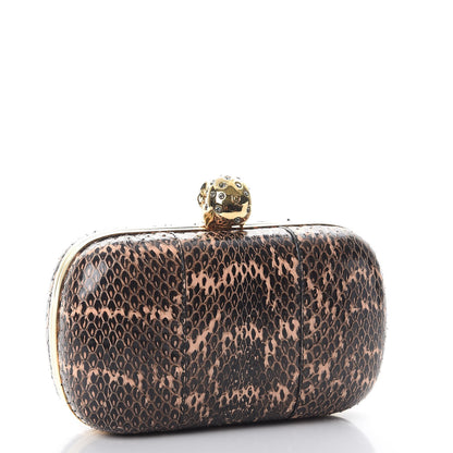 Alexander McQueen Python Skull Box Clutch Brown 3 of 9