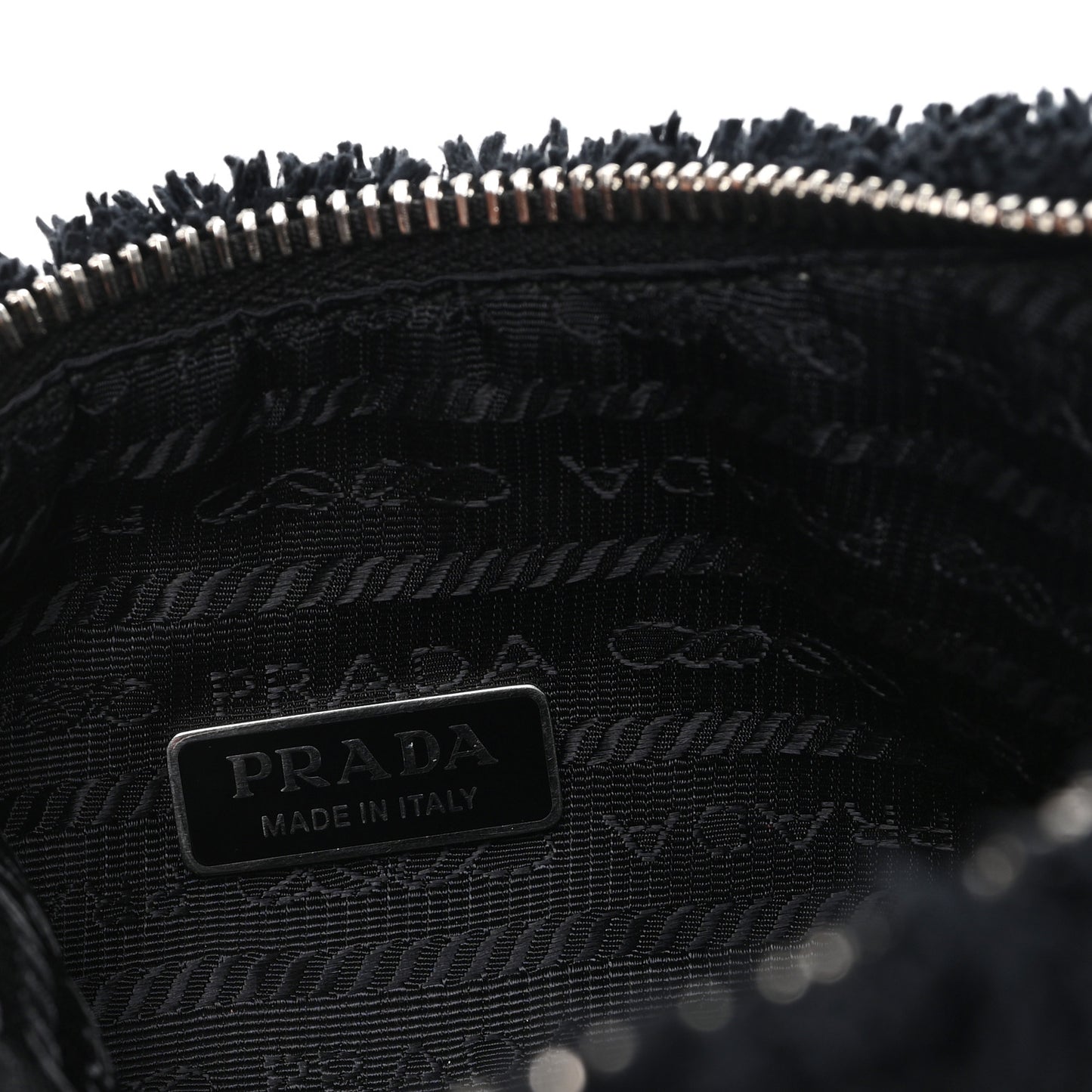 Terry Cloth Mini Re-Edition 2000 Bag Black White