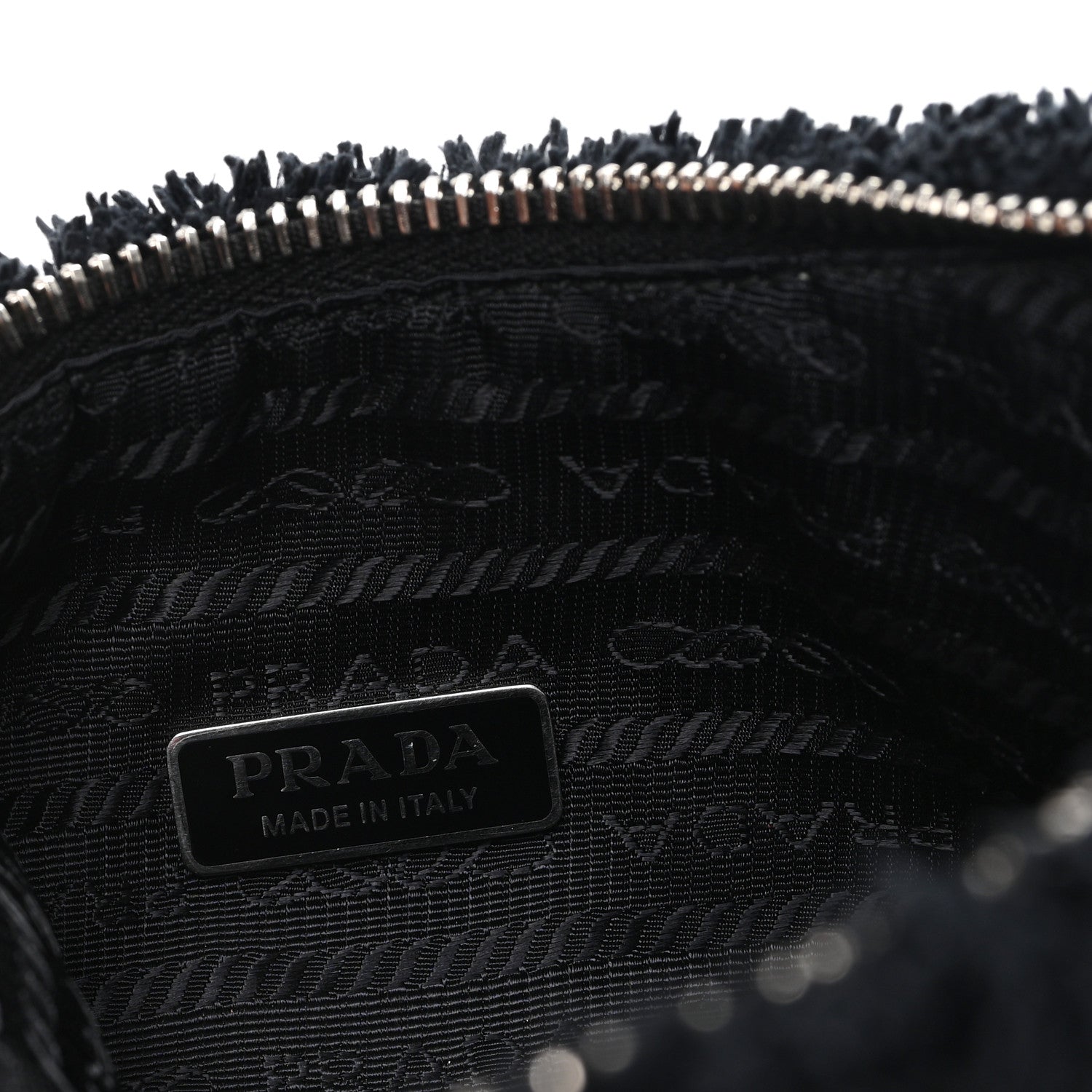 Prada Terry Cloth Mini Re-Edition 2000 Bag Black White 6 of 9