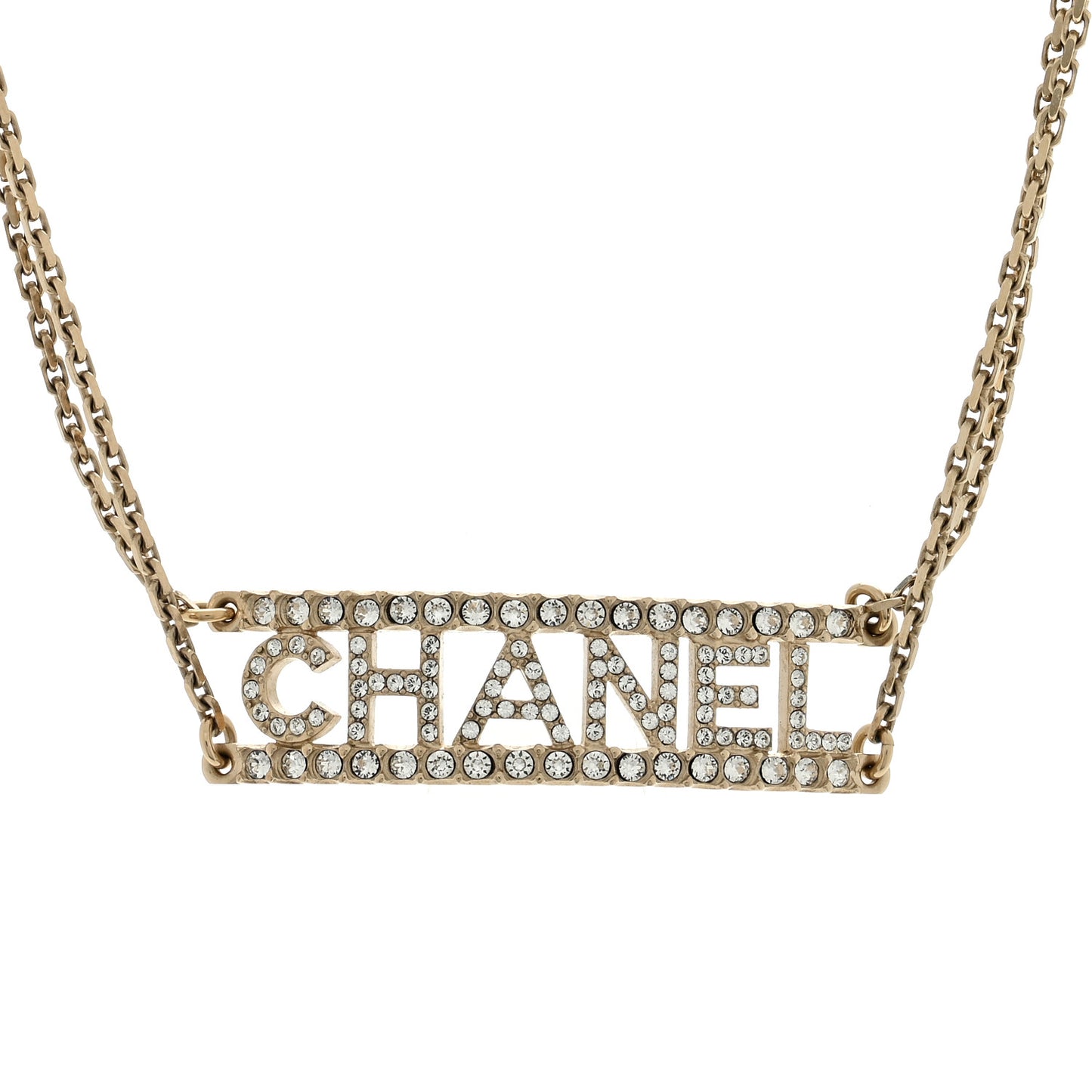 Metal Crystal Logo Choker Necklace Gold