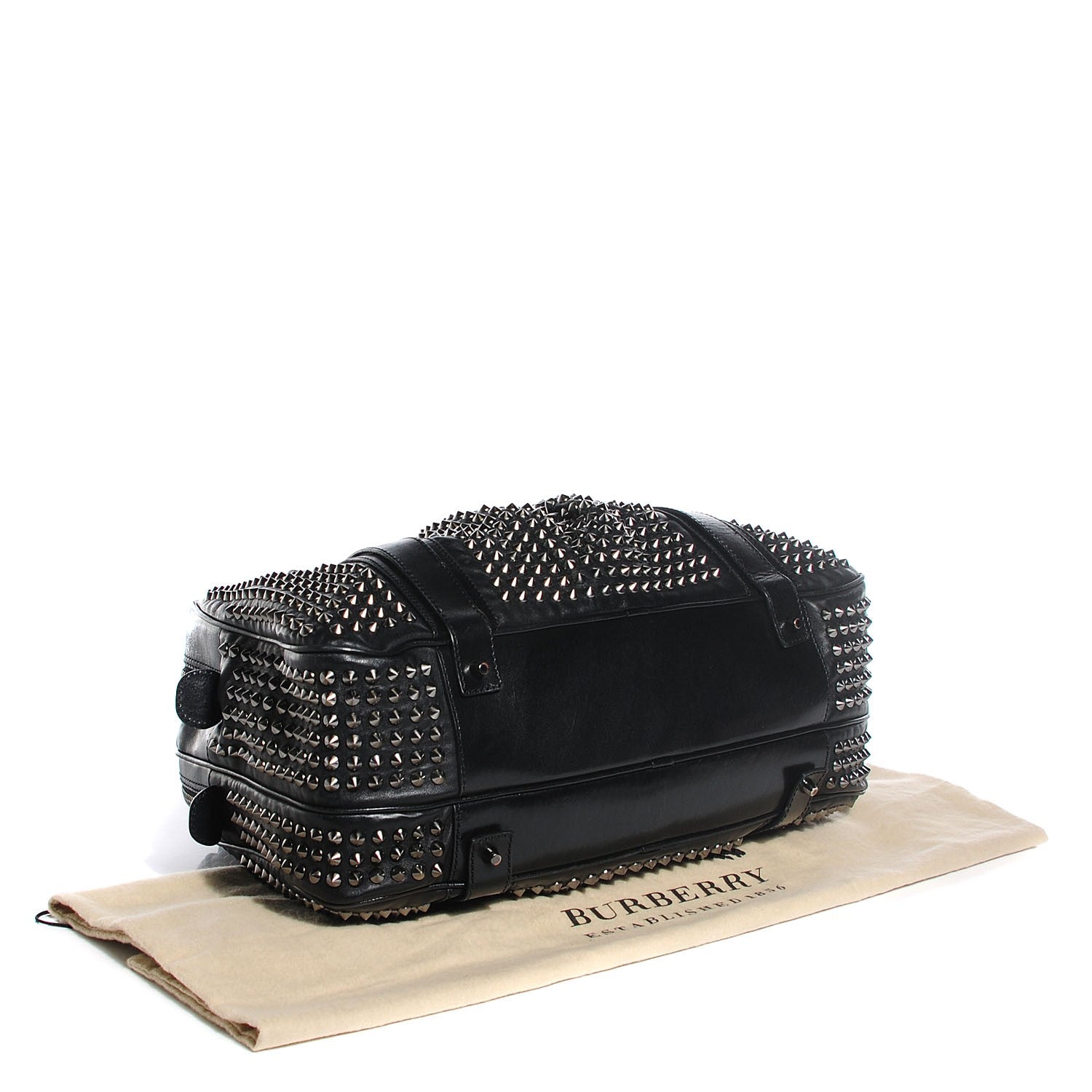 Burberry Prorsum Calfskin Studded Knight Satchel Black 4 of 10
