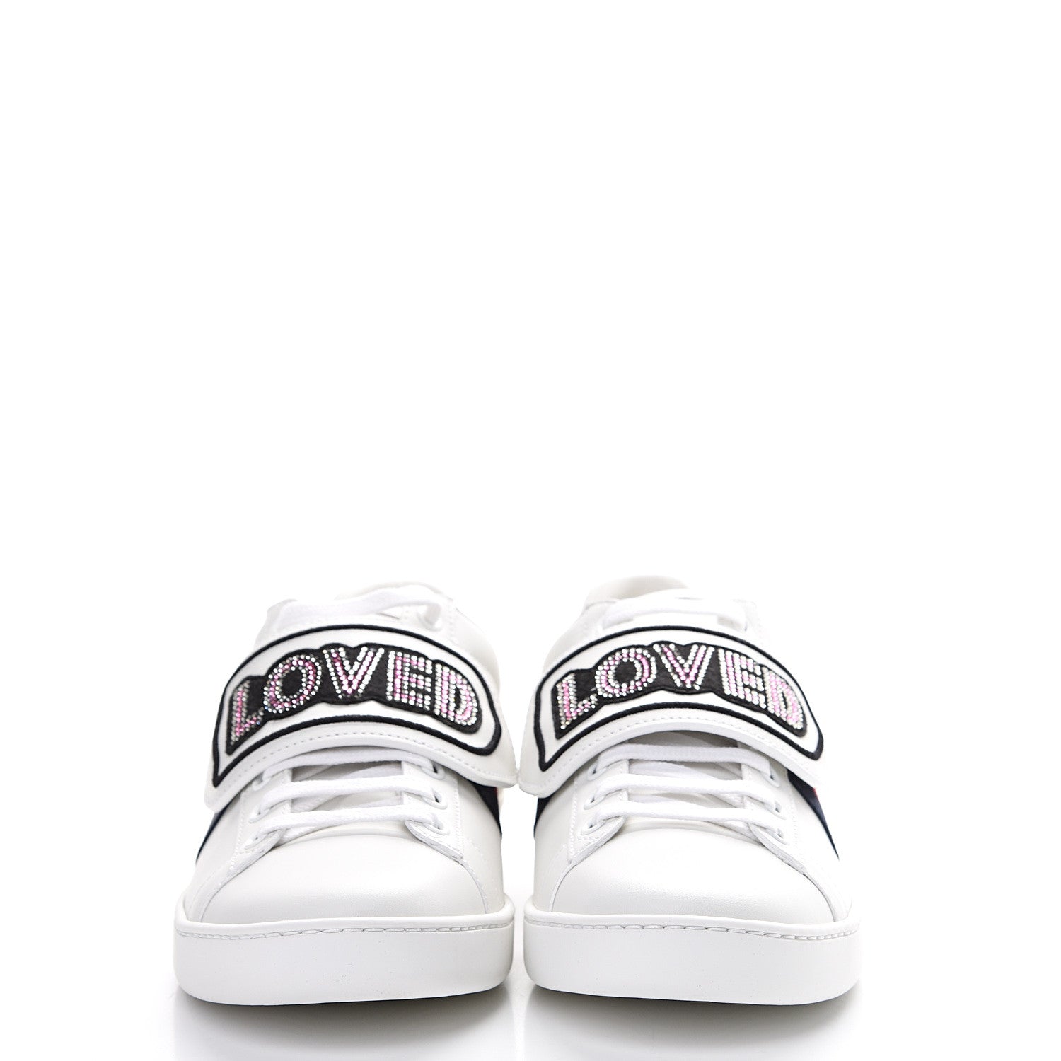 Gucci Calfskin Ayers Web Crystal LOVED Womens New Ace Sneakers 38.5 White 2 of 8