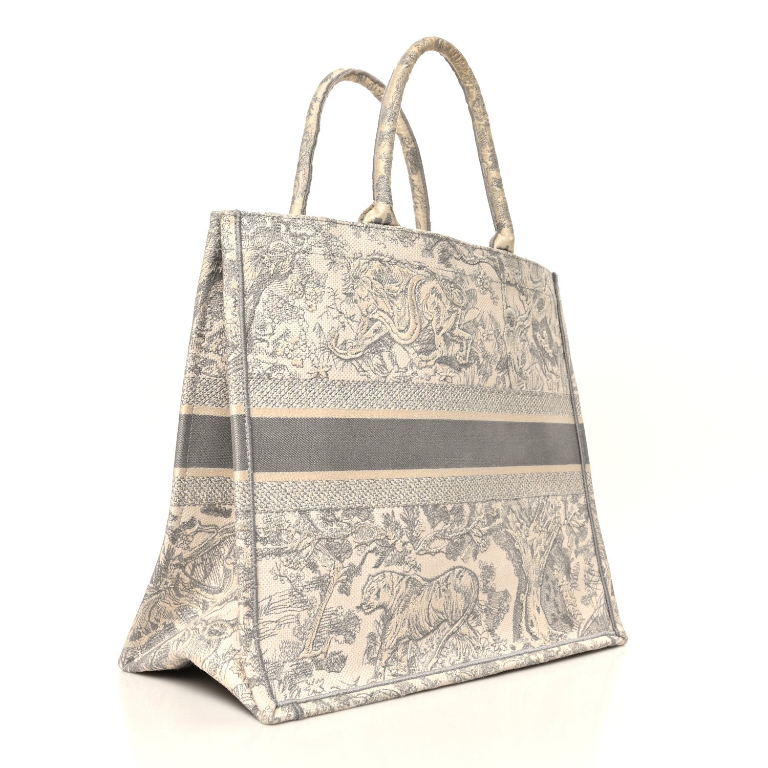 Christian Dior Canvas Embroidered Large Dioriviera Toile De Jouy Book Tote Gray 3 of 7