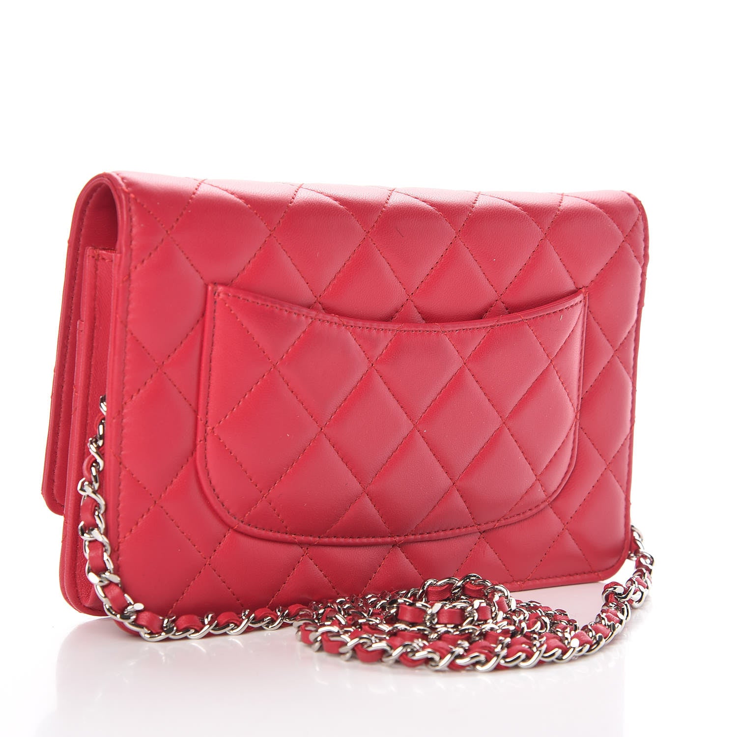 Chanel Lambskin Quilted Wallet On Chain WOC Fuchsia 3 of 9
