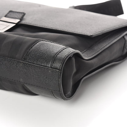 Burberry Calfskin Nylon Check Briefcase Black 8 of 8