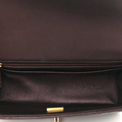 Chanel Iridescent Lambskin Quilted Mini Top Handle Rectangular Flap Burgundy 6 of 10