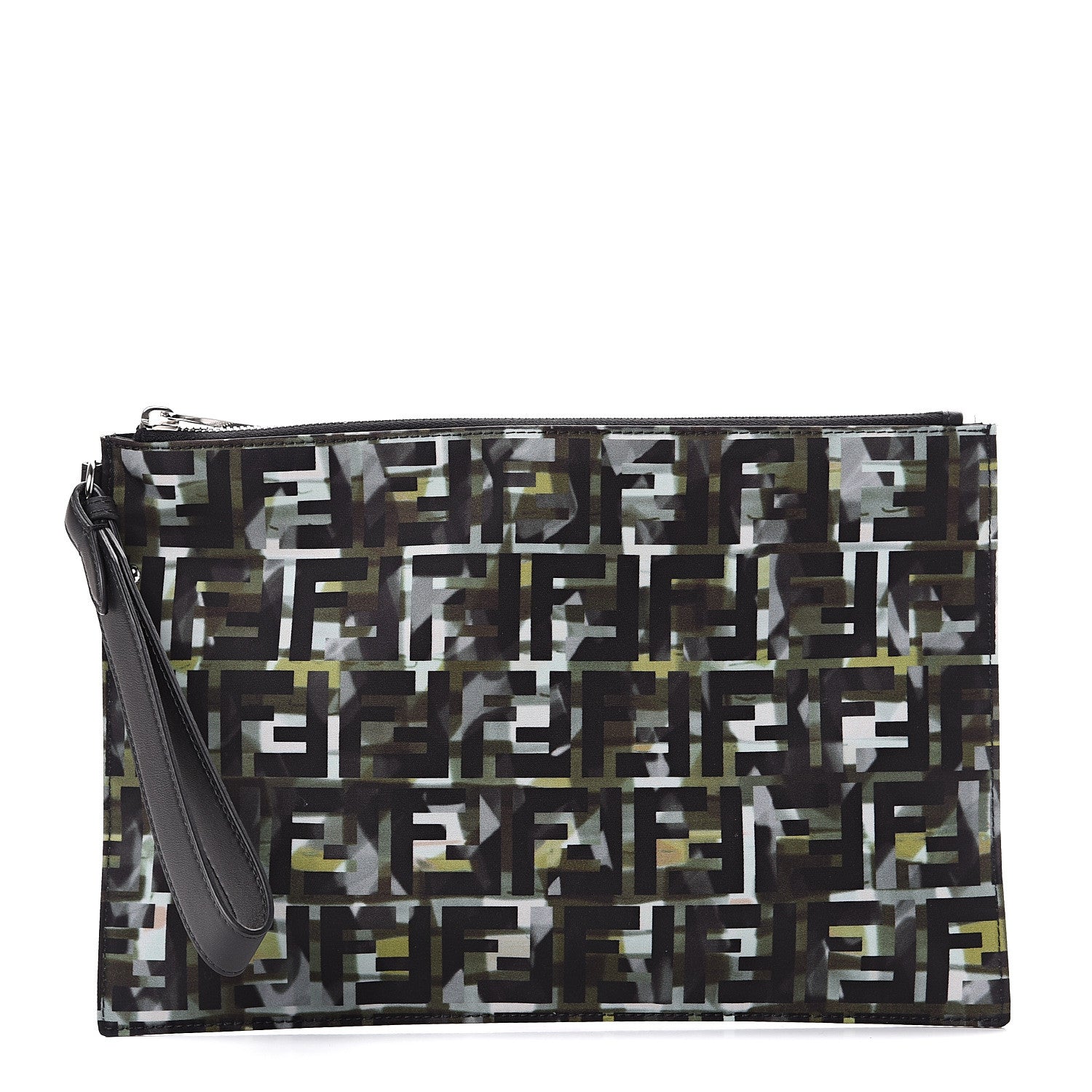 Fendi Nylon CamouFF Large Flat Pouch Black Multicolor 1 of 6
