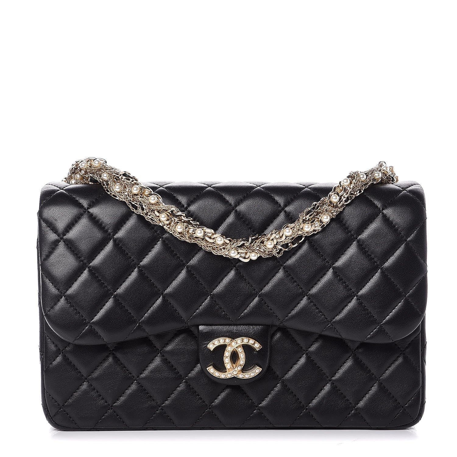 Chanel Lambskin Quilted Medium Westminster Pearl Flap Black 1 of 7