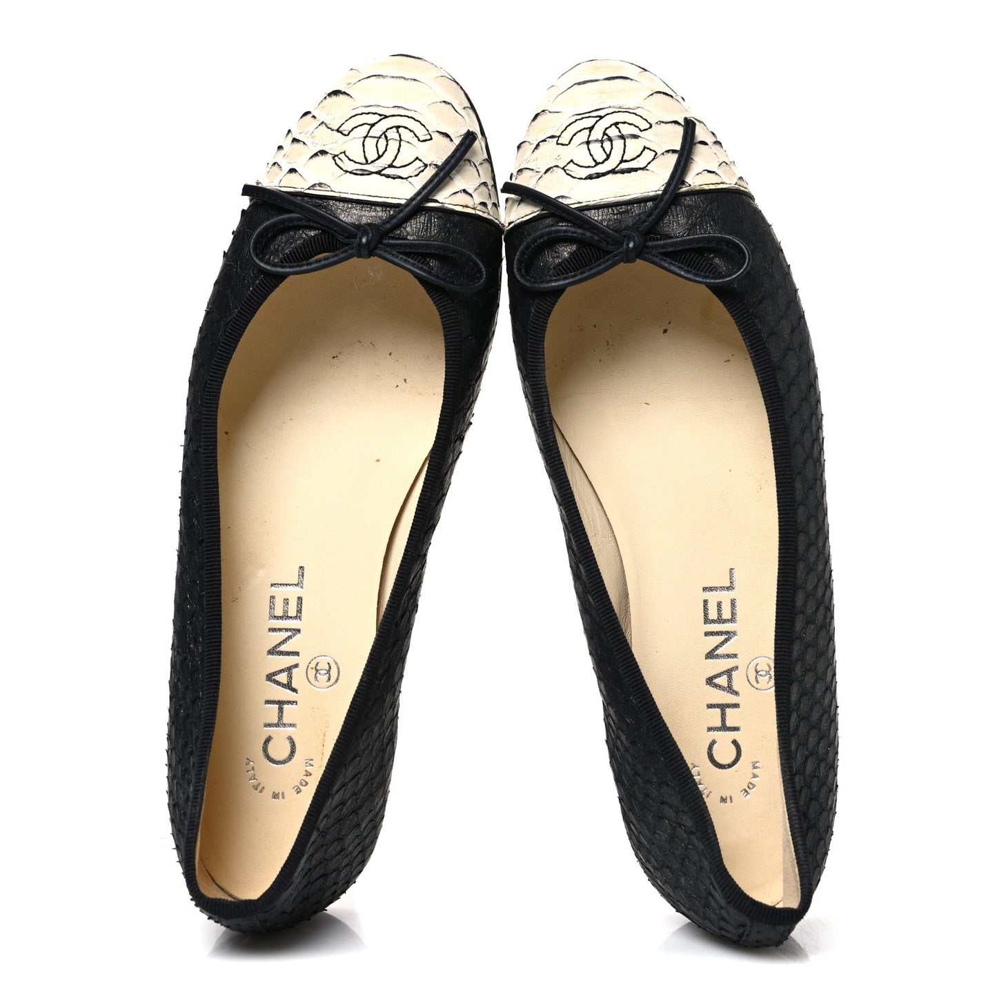 Glitter Snakeskin CC Cap Toe Ballerina Flats 37 Black White