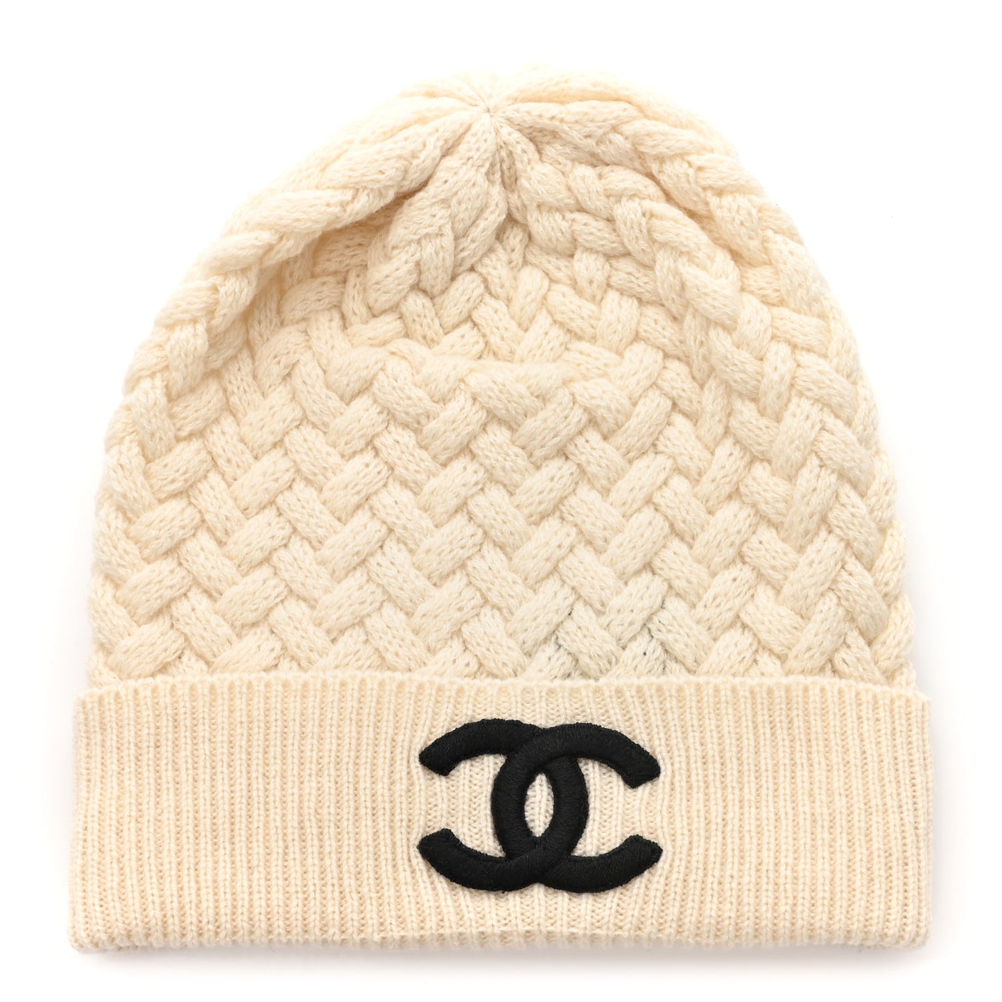 Cashmere CC Beanie Hat Ivory Black