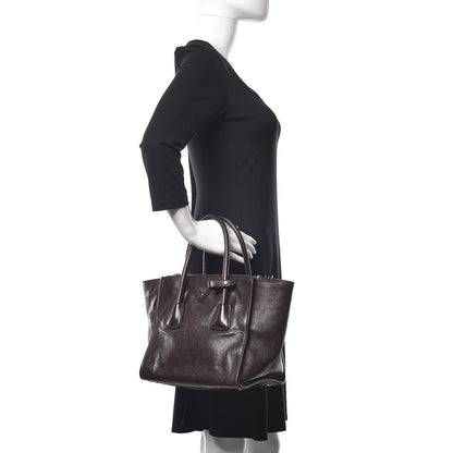 Prada Glace Calfskin Small Twin Pocket Tote Moro 2 of 10