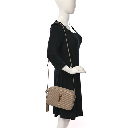 Saint Laurent Calfskin Matelasse Monogram Lou Camera Bag Dark Beige 2 of 9