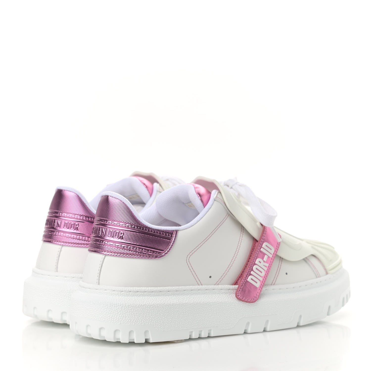 Christian Dior Laminated Calfskin Dior-ID Platform Sneakers 38 White Metallic Pink 4 of 9
