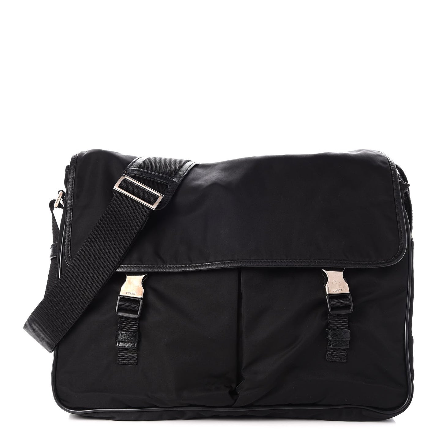 Tessuto Nylon Saffiano Messenger Bag Nero Black