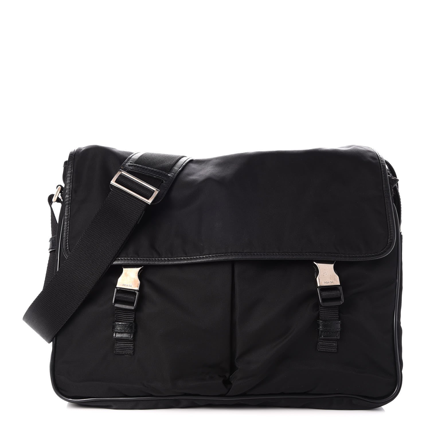 Prada Tessuto Nylon Saffiano Messenger Bag Nero Black 1 of 11
