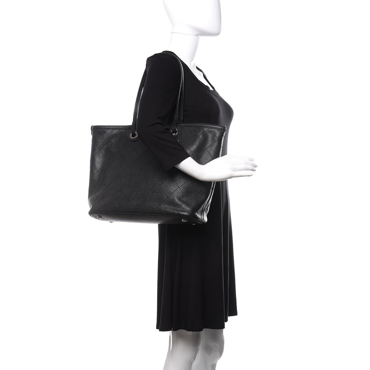 Grained Calfskin Shopping Fever Tote Black