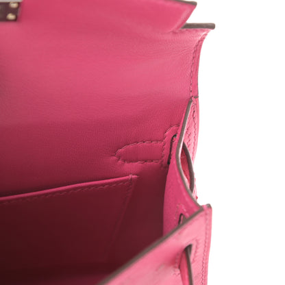 Hermes Ostrich Kelly Sellier Mini 20 Rose Tyrien 13 of 33