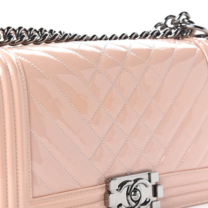 Chanel Patent Chevron Quilted Medium Boy Flap Light Pink 16 of 24