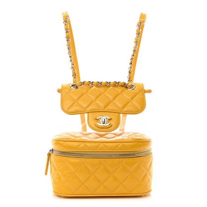 Chanel Crumpled Calfskin PVC Quilted Backpack Yellow 1 of 13