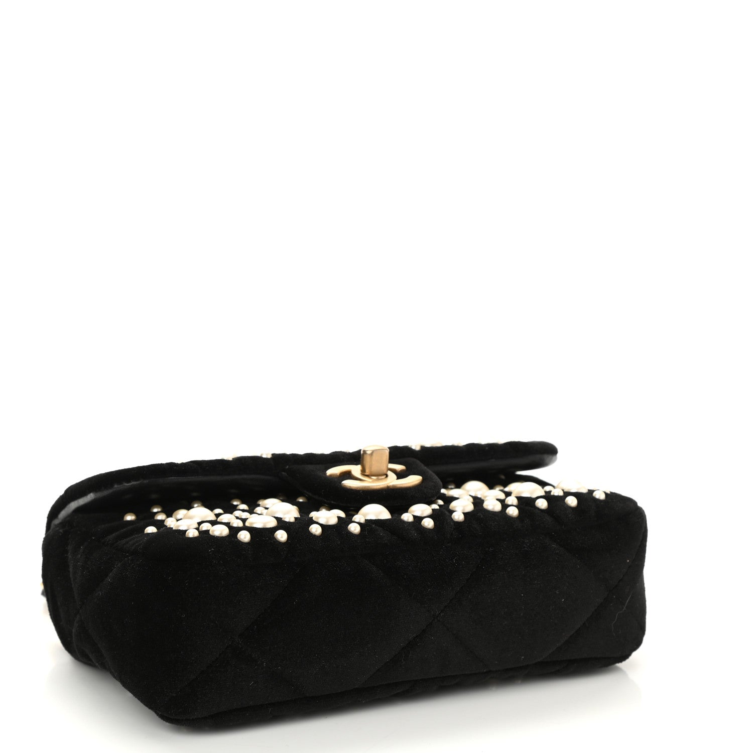 Chanel Velvet Pearl Mini Flap Bag Black 4 of 10