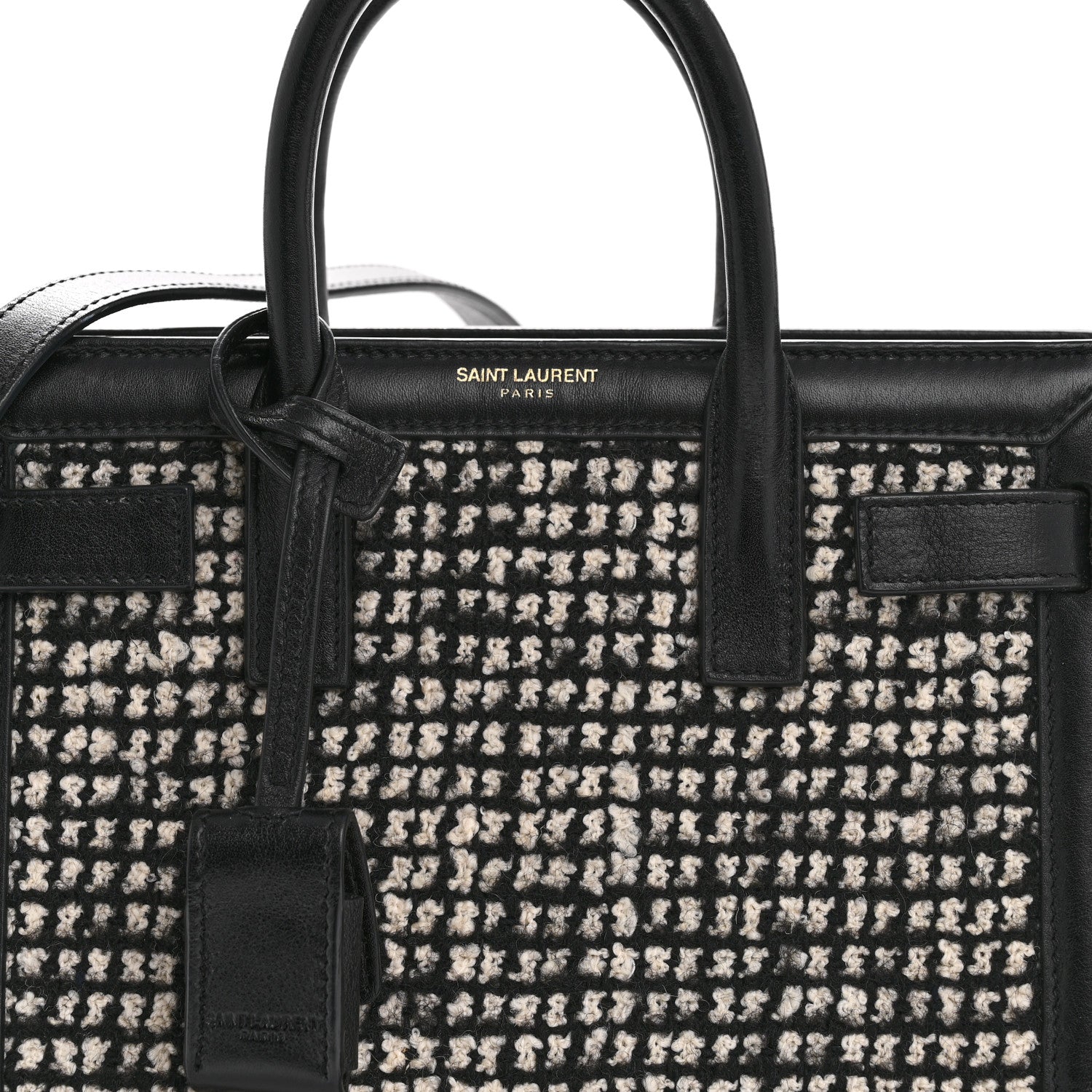 Saint Laurent Tweed Houndstooth Nano Sac De Jour Black 7 of 14