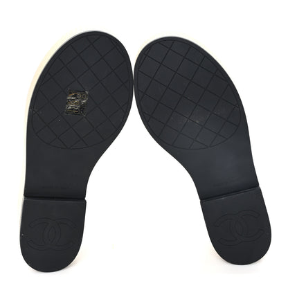 Chanel Lambskin Quilted CC Wedge Sandals 39 Black 6 of 8