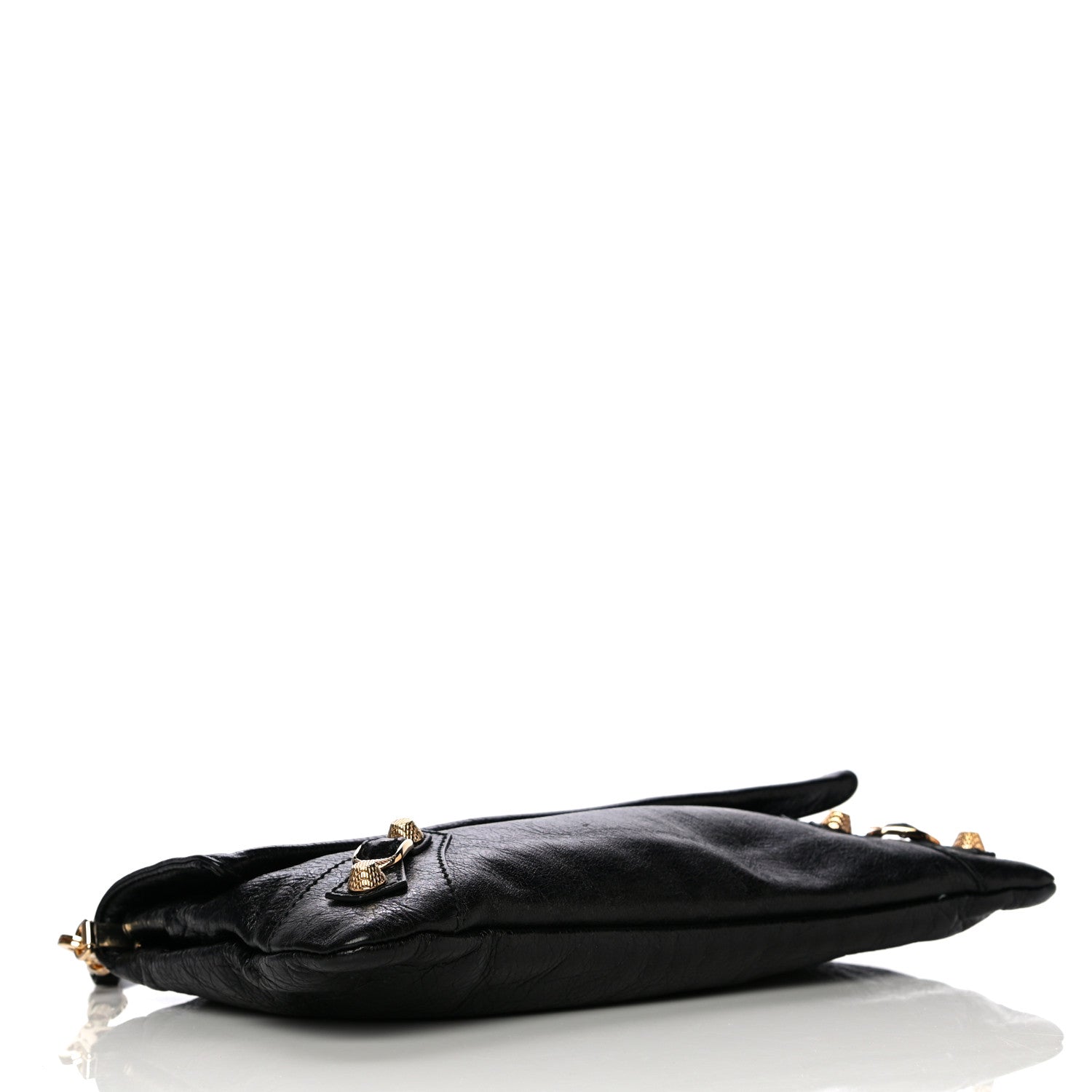 Balenciaga Agneau Giant 12 Gold Hardware Envelope Strap Clutch Black 3 of 9