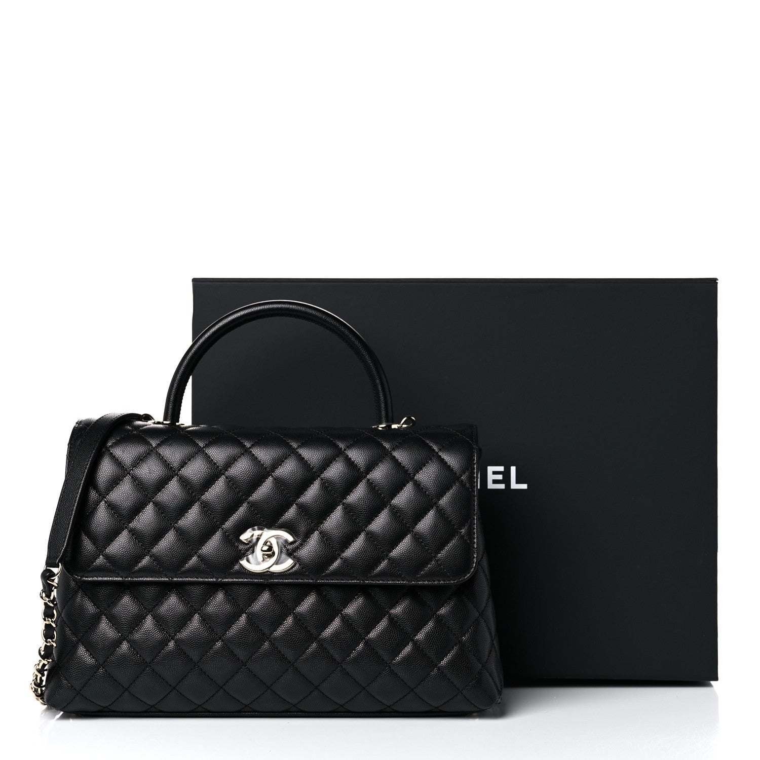 Chanel Caviar Quilted Medium Coco Handle Flap Black 10 of 10