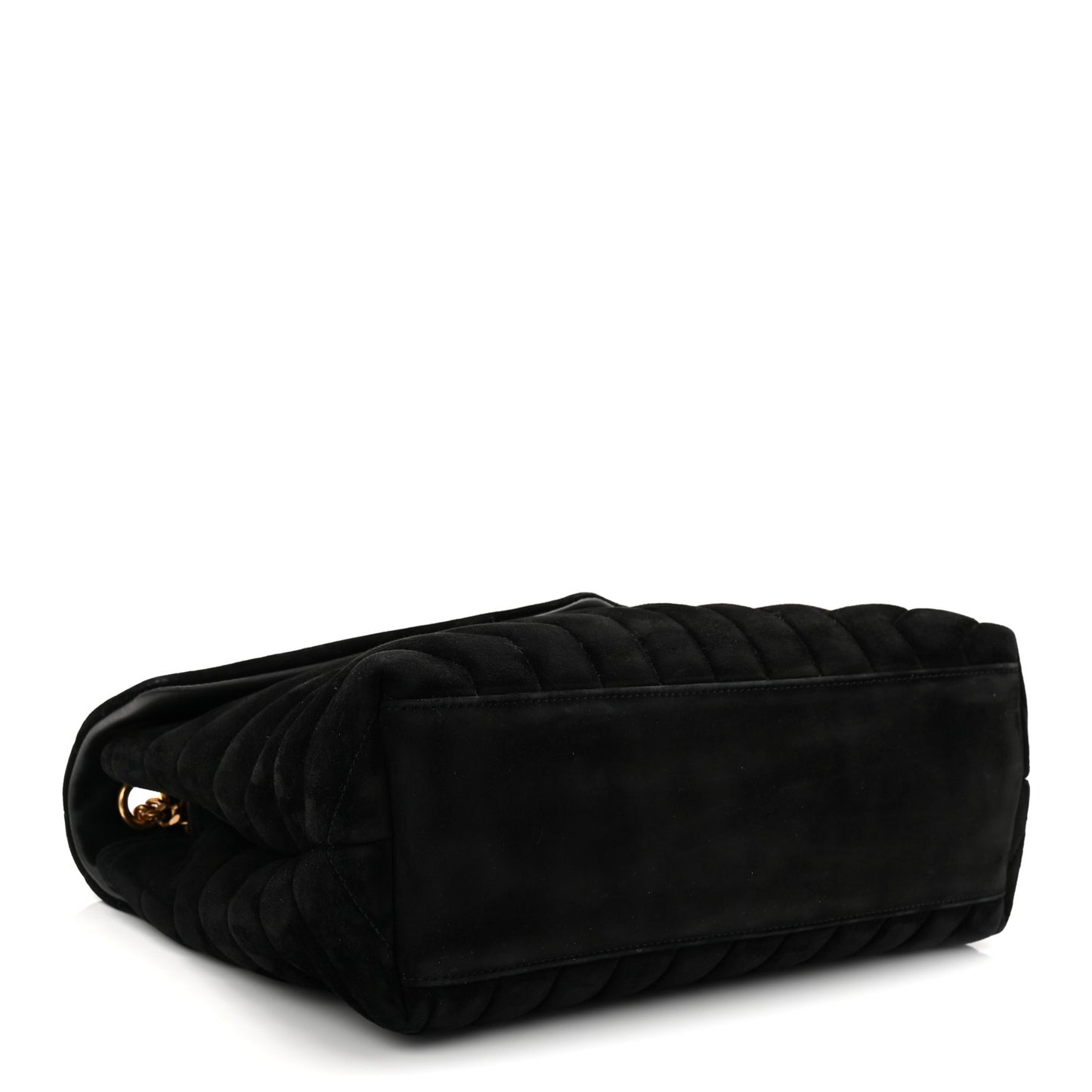 Suede Y Quilted Monogram Medium Loulou Chain Satchel Black