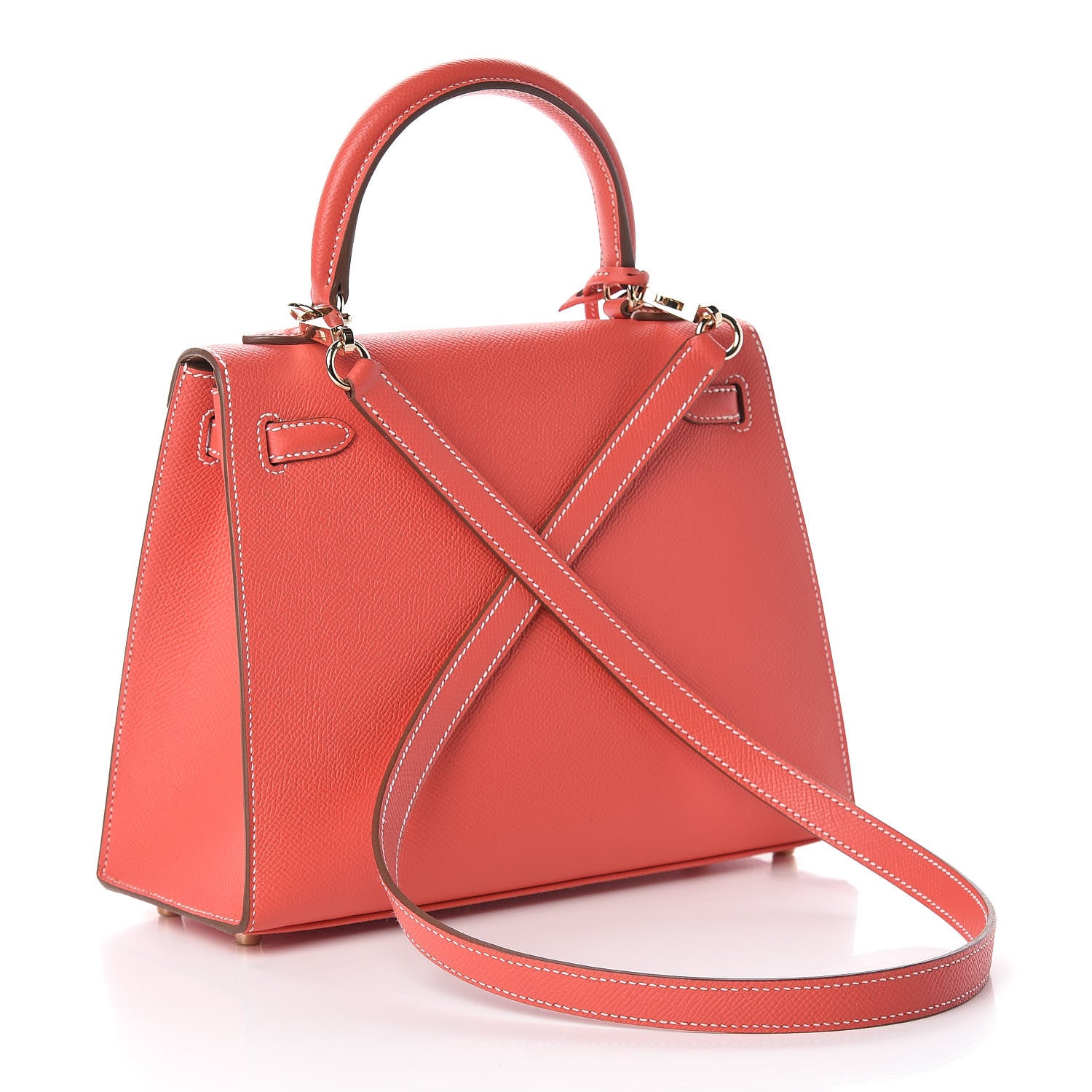 Hermes Epsom Kelly Sellier 25 Rose Jaipur Gold 3 of 10