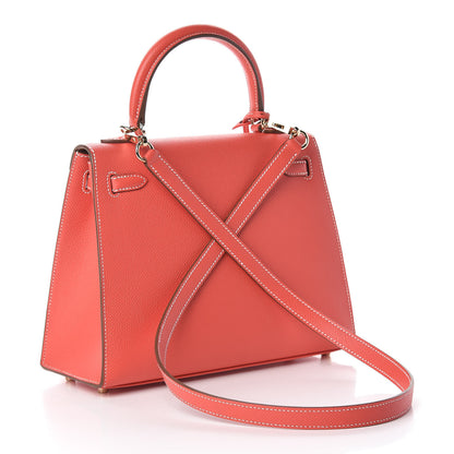 Hermes Epsom Kelly Sellier 25 Rose Jaipur Gold 3 of 10