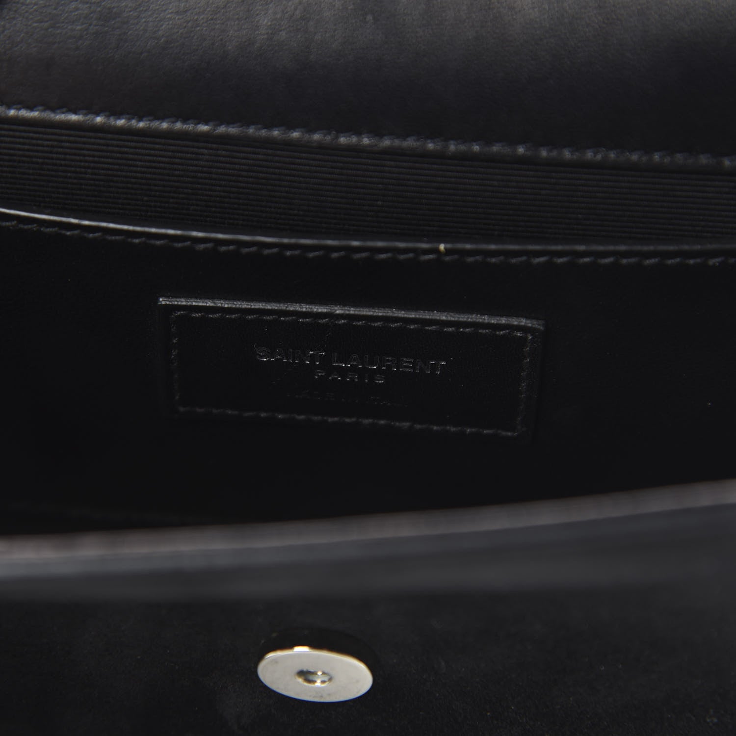Saint Laurent Suede Fringe Chain Monogram Satchel Black 8 of 9